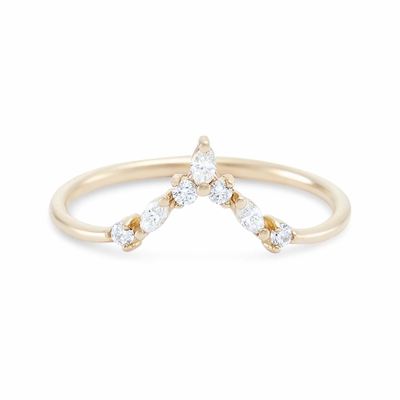 Cincin tumpukan berbentuk V dengan Around dan Marquise White CZ dalam Perak 925 Sterling