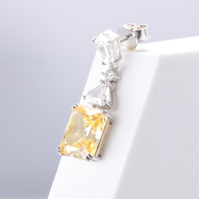 Kuning CZ Drop Earrings Putih Emas Lapisan 925 Kubik Zirconia Drop Earrings