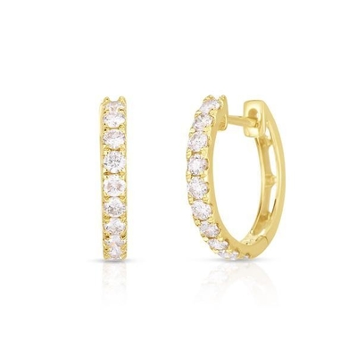 Jenis Perhiasan EARLINGS 18K Gold Plated CZ Sleeper Hoop untuk Wanita 925 Sterling Perak