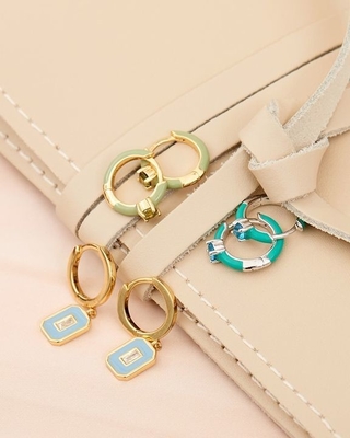 Neon Biru Enamel Micro Pave CZ Candy Warna Gadis Wanita Earrings Ramah Lingkungan Ya