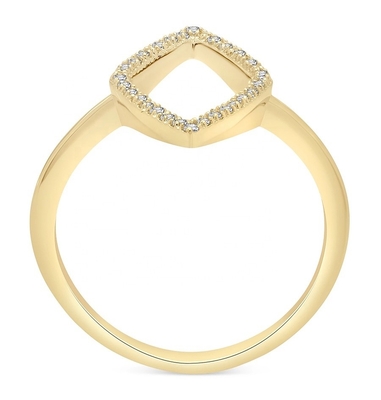 Perkawinan Putih CZ Rhombus Pernyataan Cincin Emas 925 Sterling Perhiasan Perak untuk Wanita