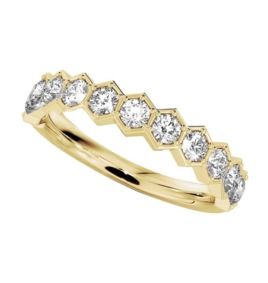 US5-US11 Honeycomb Wedding Band Plated Gold 925 Sterling Silver Ring
