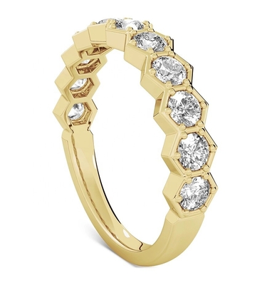 US5-US11 Honeycomb Wedding Band Plated Gold 925 Sterling Silver Ring