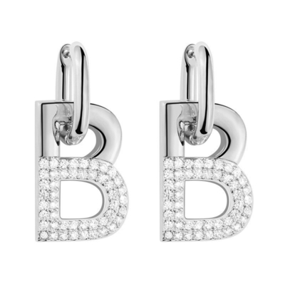 Aksesoris Wanita B Hoop Earrings in Brass dengan Custom Initial Letter dan Gold Plating