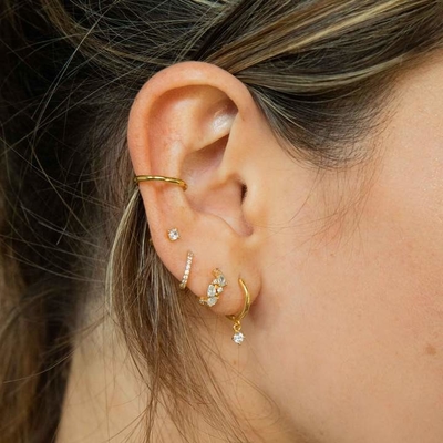 ODM 925 Sterling Silver Hoop Earrings Medium Dengan Vermeil Plating Emas Kecil 18K