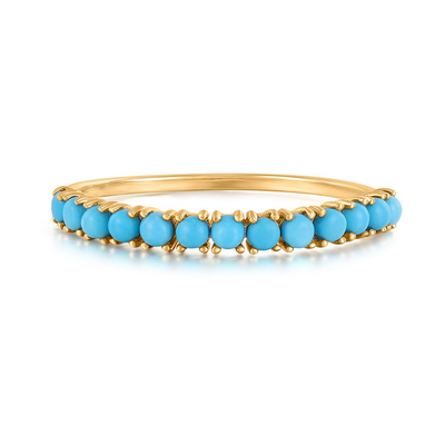 Perhiasan Custom Half Turquoise Gold Plated tahan lama halus 925 Perak cincin Fashion