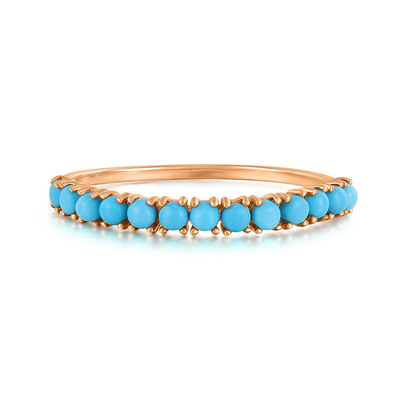 Perhiasan Custom Half Turquoise Gold Plated tahan lama halus 925 Perak cincin Fashion