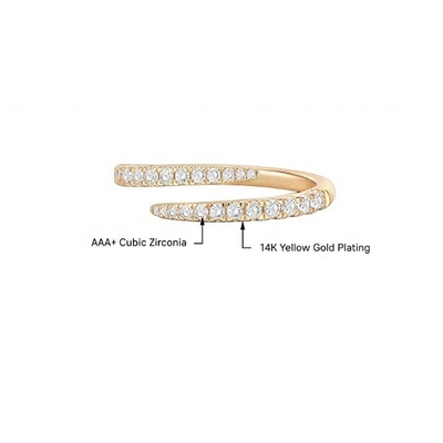 14K Plated Gold Cubic Zirconia Open Twist Eternity Band Ring ECO Friendly