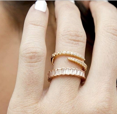 14K Plated Gold Cubic Zirconia Open Twist Eternity Band Ring ECO Friendly