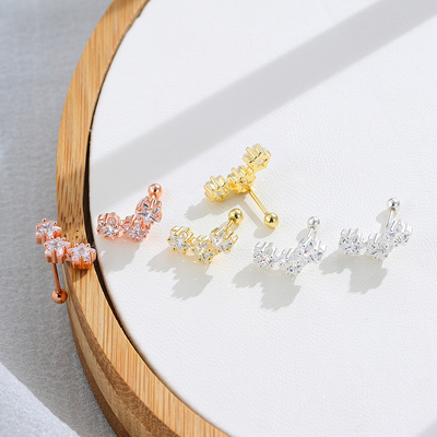 18K Gold Plated 925 Sterling Silver Star Kubic Zirconia Stud Earrings untuk Wanita Aksesoris