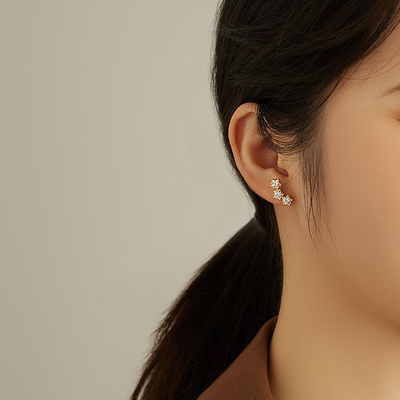 18K Gold Plated 925 Sterling Silver Star Kubic Zirconia Stud Earrings untuk Wanita Aksesoris