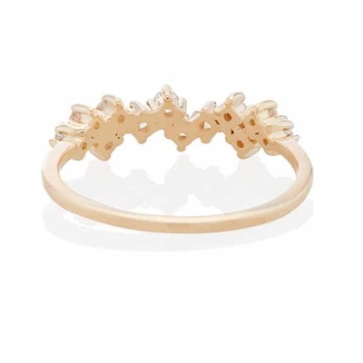 925 Perhiasan Perak Sterling Prong Setting Mini Clear CZ Band Rings untuk Wanita Sterling