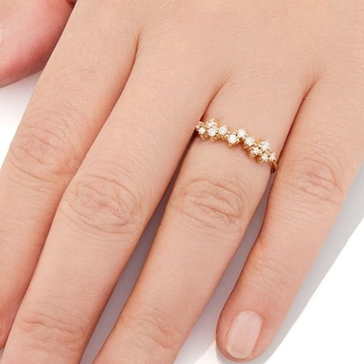 925 Perhiasan Perak Sterling Prong Setting Mini Clear CZ Band Rings untuk Wanita Sterling