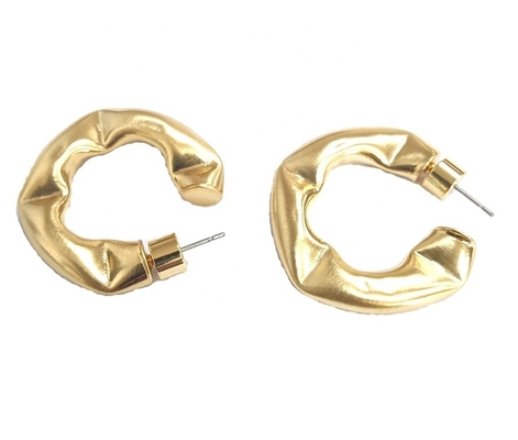 Sesuaikan anting-anting Hoop Kuningan tebal yang dipoles anting-anting Hoop Kuningan kecil