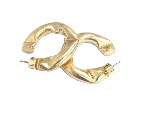 Sesuaikan anting-anting Hoop Kuningan tebal yang dipoles anting-anting Hoop Kuningan kecil