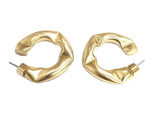 Sesuaikan anting-anting Hoop Kuningan tebal yang dipoles anting-anting Hoop Kuningan kecil