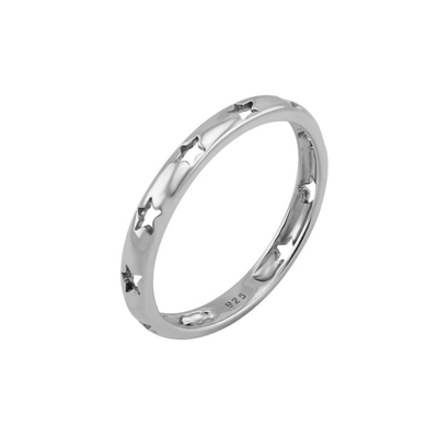 Trend Style Star Hollow Eternity Band Cincin dalam Perhiasan Perak 925 dengan 18K Plating Emas