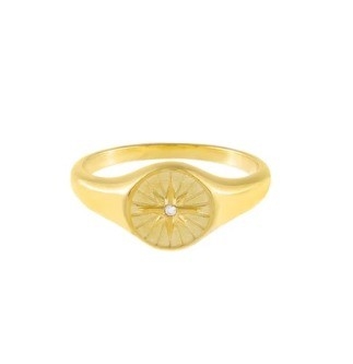 Custom Sterling Silver Signet Ring Wanita 18K Emas Wanita Signet Ring