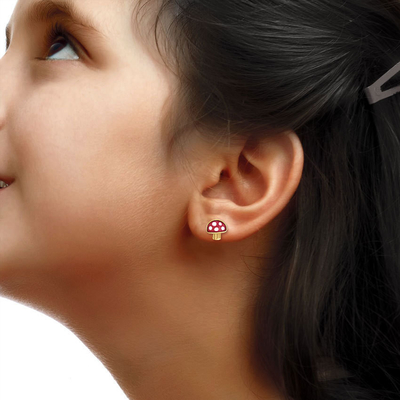 Chubby Jamur Earrings 925 Anak-anak Sterling Earrings Perak