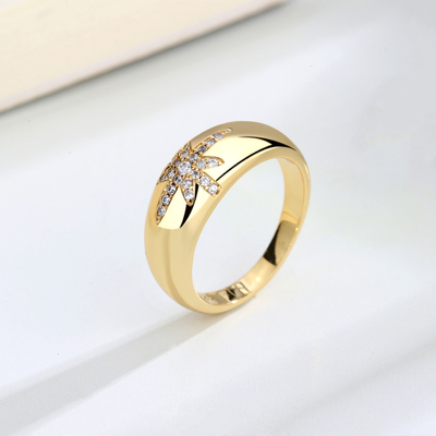 Unisex Alibaba-Online-Shopping Emas Plated Starburst Band Cincin dalam Sterling Perak 925