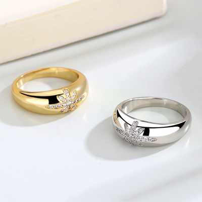Unisex Alibaba-Online-Shopping Emas Plated Starburst Band Cincin dalam Sterling Perak 925