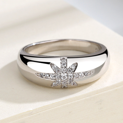 Unisex Alibaba-Online-Shopping Emas Plated Starburst Band Cincin dalam Sterling Perak 925