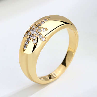 Unisex Alibaba-Online-Shopping Emas Plated Starburst Band Cincin dalam Sterling Perak 925
