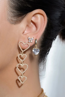 Gaya Klasik 925 Sterling Silver Gold Plated Cubic Zirconia Butterfly Stud Earrings