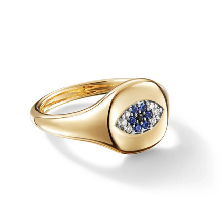 Koleksi Kabel Brasil Evil Eye Mini Pinky Ring 18K Emas Putih CZ 925 Perak
