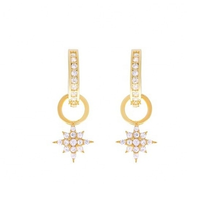 925 Sterling Silver Mini Starburst Pave CZ Huggie Earrings dengan pengiriman cepat dan aman