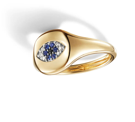 Koleksi Kabel Brasil Evil Eye Mini Pinky Ring 18K Emas Putih CZ 925 Perak