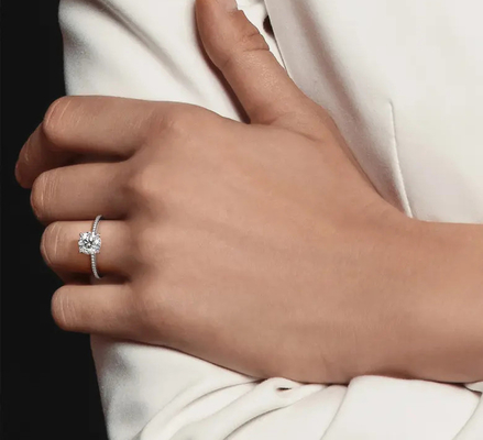 925 Sterling Perak Brazil Bulat Putih CZ Cincin Pertunangan Perhiasan Mewah Aksesoris