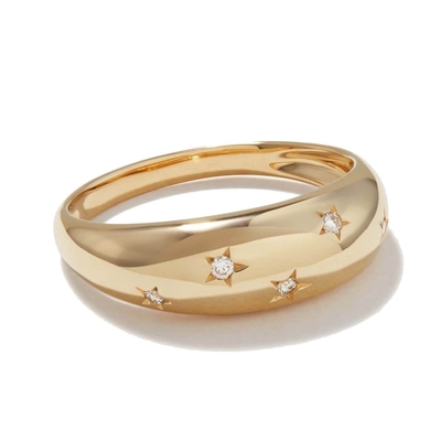 Eternity Band Rings 18K Emas Brasil Perhiasan Star 925 Sterling Perak Kubah Wanita Cincin