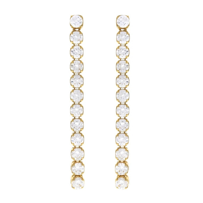 Pernikahan Kejadian Rhodium Plated 925 Sterling Silver Glittery Tennis Rantai Drop Earrings