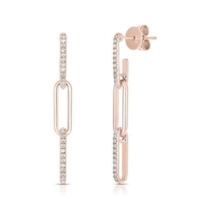 Earrings Retro Paperclip Rantai persegi panjang dalam perak 925 Sterling untuk malam wanita
