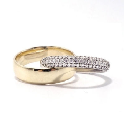 Fashion Unisex Rolling Rings Dome Diamond Band Wide Gold Plated Sterling Silver Rings