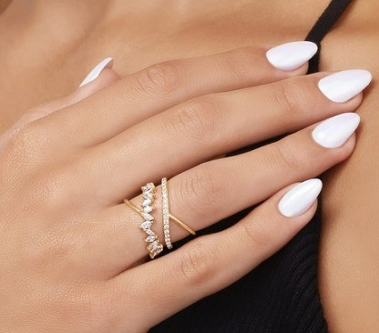 Pernyataan Partai Piece Sterling Silver Rhodium Plated Zig Zag Diamond Ring untuk Wanita