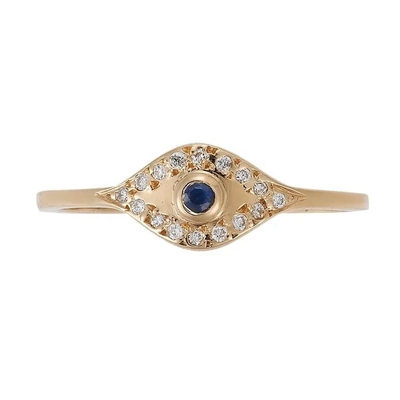 925 Sterling Silver Evil Eye Diamond Band Ring dengan Plating Perak Gaya Klasik