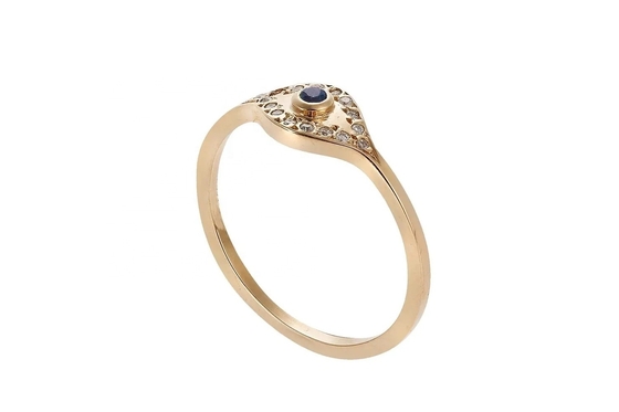 925 Sterling Silver Evil Eye Diamond Band Ring dengan Plating Perak Gaya Klasik