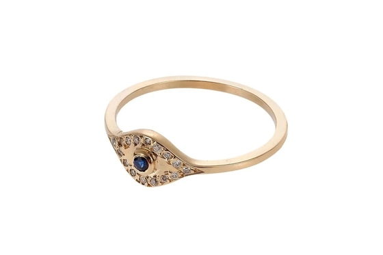 925 Sterling Silver Evil Eye Diamond Band Ring dengan Plating Perak Gaya Klasik
