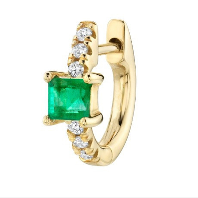 925 Sterling Silver Mini Gold Plated Baguette Hoop Huggie Earrings untuk Wanita Perhiasan