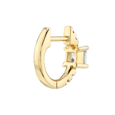 925 Sterling Silver Mini Gold Plated Baguette Hoop Huggie Earrings untuk Wanita Perhiasan