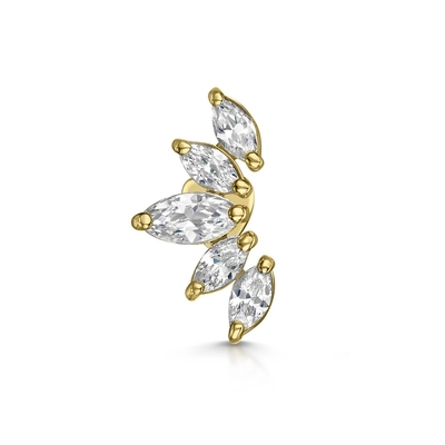 Plating Gold Rhodium Stud Earrings Putih CZ untuk Wanita Gaya Pakai Sehari-hari