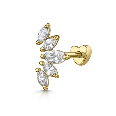 Plating Gold Rhodium Stud Earrings Putih CZ untuk Wanita Gaya Pakai Sehari-hari