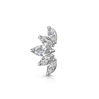 Plating Gold Rhodium Stud Earrings Putih CZ untuk Wanita Gaya Pakai Sehari-hari