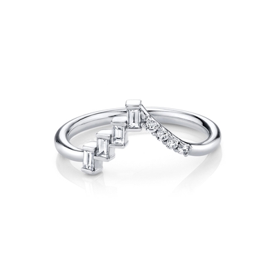 Tawaran OEM Diamond Bulat dan Baguette Segitiga Eklektik Cincin Perak untuk Wanita