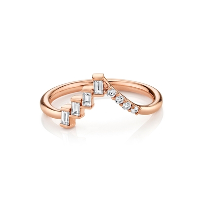 Tawaran OEM Diamond Bulat dan Baguette Segitiga Eklektik Cincin Perak untuk Wanita