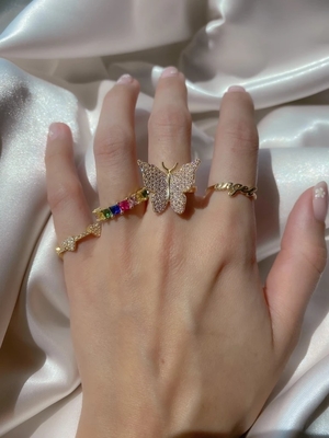 Emas Solid Angel Nama Cincin untuk Wanita buatan tangan Glitter 925 Sterling Perak Modern N / A