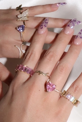 Emas Solid Angel Nama Cincin untuk Wanita buatan tangan Glitter 925 Sterling Perak Modern N / A