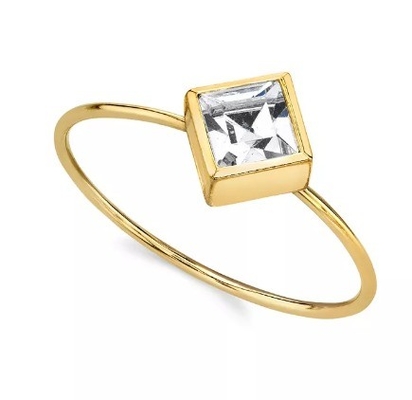 14K Gold Dip Cubic Zirconia Crystal Ring OEM Rhinestone Ring